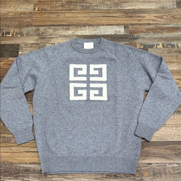 Givenchy Gray Crew Neck Sweater with White Emblem